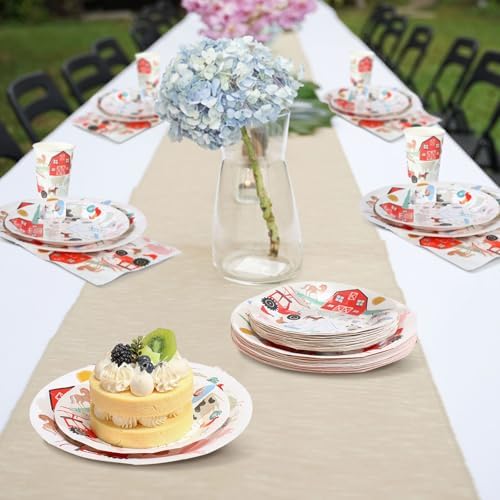 FoldTier 200 Pcs Farm Animal Theme Party Plates Set, Including 50 Pack 9 Inch and 7 Inch Farm Theme Paper Plates, 50 Disposable Napkins and 50 Paper Cups, Fit for Birthday Decorations, Baby Showers - Image 5