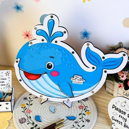 Baby Shower Guest Book Alternative Whale Drop Box, Under the Sea Ocean - Image 5