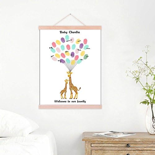 Personalized Communion Gift Fingerprint Giraffe Guest Book Canvas Party Decorations for Girl Baby Shower DIY Thumbprint Signature Painting Ready to Hang-80x120cm - Image 4