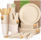 Gezond 350pcs Compostable Plates Set Heavy-duty Disposable Plates Utensils by Gezond%C2%AE