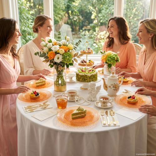 DaYammi 175PCS Clear Orange Plastic Dinnerware Set for 25 Guests - Image 7
