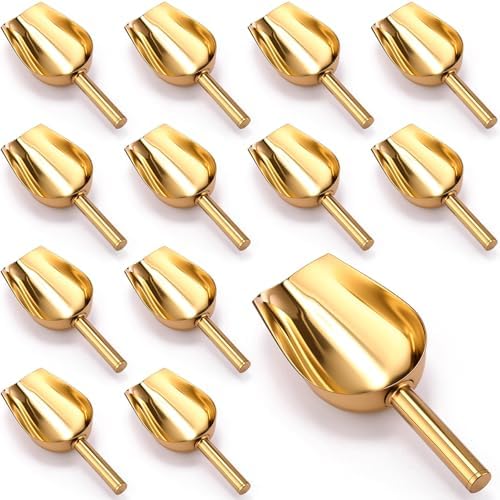 Roshtia 12 Pcs Gold Ice Scoops, Candy Scoops for Buffet Jars, 8 oz by Roshtia