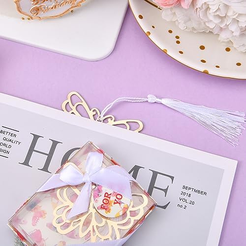 60 Pcs Gold Butterfly Metal Bookmarks with Elegant Silk Tassel, Creative Butterfly Bookmarks with Gift Box, for Book Lover Baby Shower Return Gifts Wedding Party Favors Decorations Guests Souvenirs - Image 5