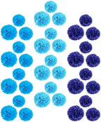 Blue Paper Pom Poms Set, 36pcs Tissue Hanging Decor by FAVOMOTO