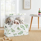 Sweet Jojo Designs Floral Leaf Girl Small Fabric Toy Bin Storage Box Chest for Baby Nursery or Kids Room - Green and White Boho Watercolor Botanical Woodland Tropical Garden - Image 2