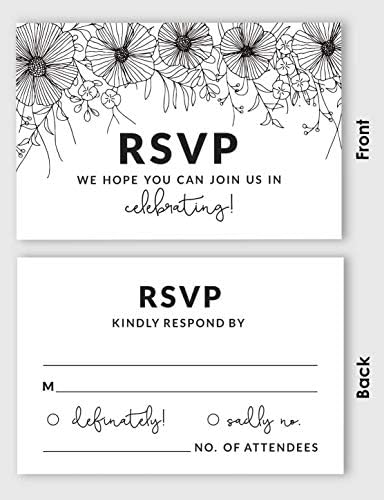 50 Blank RSVP Cards,RSVP Postcards No Envelopes Needed,Floral Print Response Card,RSVP For Wedding,Baby Shower,Bridal Shower - Image 4