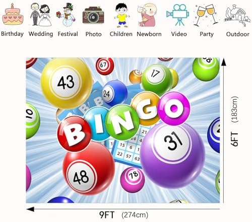 Bingo Backdrop, Lottery Winning Ball Photography Background, 9x6ft - Image 3