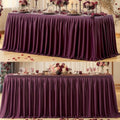 Partisky Burgundy Polyester Table Skirt for Rectangle Tables 14ft, Wrinkle Resistant Pleated Ruffle Table Cloth for Banquet Wedding Trade Baby Shower Display Gift Dining Table by Partisky