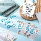 Estune 50 Sets Boy Baby Shower Bottle Opener Favors Bulk Include 50 Pcs Blue Footprint Keychain Bottle Openers with Organza Bags Thank Tags Baby Shower Gender Reveal Party Souvenirs Gifts for Guests - Image 5