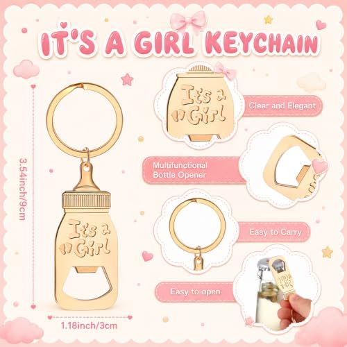 Vesici 25 Sets Baby Shower Favors for Guests Mini Handmade Footprint Scented Soap with Bottle Openers Keychains and Thank You Cards for Shower Gender Reveal Party Favors (It's A Girl) - Image 2