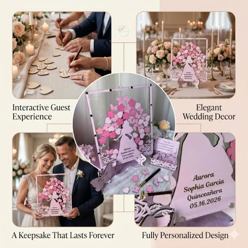 Personalized Quinceanera Guest Book Alternative Drop Top Frame Sweet 15 - Image 6