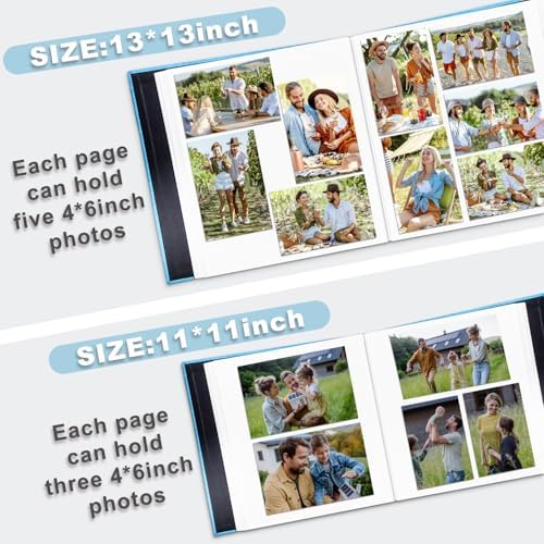 Large Photo Album Self Adhesive, DIY Scrapbook Album for 4x6 8x10 10x12 Pictures, 60 Pages Light Blue Linen Cover Memory Book, Ideal Gift for Family Wedding Baby Christmas Anniversary - Image 5