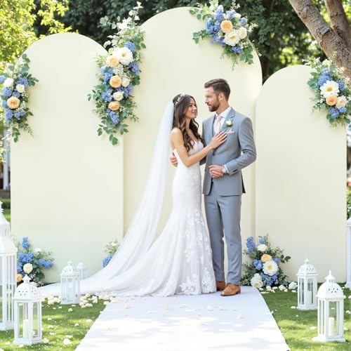 Beige and Purple Arch Cover 3 Set-6FT, 5FT, 4FT Arch Backdrop Cover Spandex Fitted 2- Color Fabric Stand Covers for Baby Shower Birthday Party Wedding Bridal Shower Photo Background Decorations - Image 4