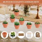 48 Pcs Succulent Candles Party Favors, Mini Tealight Candles for Wedding - Image 4