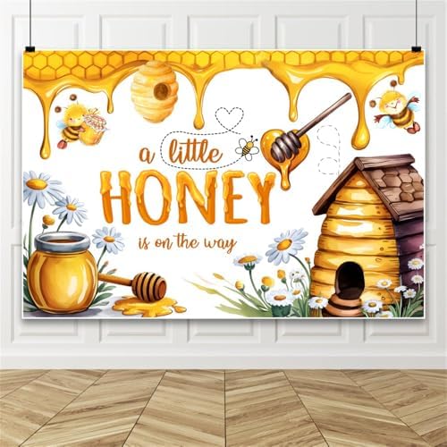 Leowefowa Bee Baby Backdrops for Photography 20x10ft A Little Honey is on The Way Baby Shower Party Decorations Banner for Kids Honeycomb Bumble Bee Baby Shower Photography Background Vinyl by Leowefowa