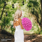50 PCS Hot Pink Roses Artificial Flowers, Fake Roses with Stem Realistic Silk Rose for DIY Wedding Bouquets Table Centerpieces Arrangements Baby Shower Anniversary Birthday Home Decor Gift for Her - Image 3