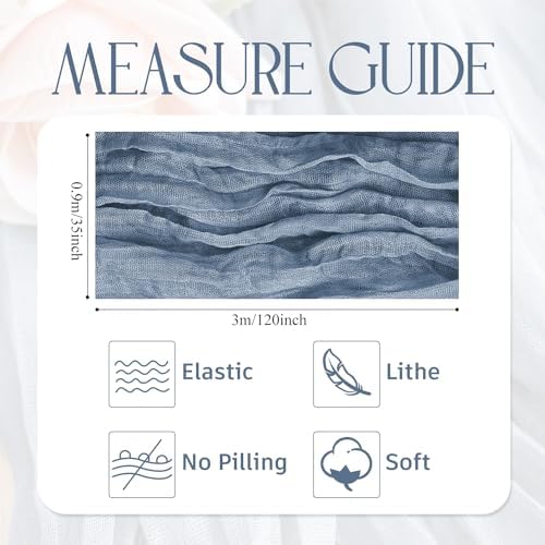 Wokceer Cheesecloth Table Runner Dusty Blue 10FT Boho Gauze, 12 Pack - Image 2