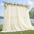 10ft×10ft Wrinkle Free Ivory Backdrop Curtain Drapes, 2 Panels 5ftx10ft Sheer Tulle Chiffon Backdrop Panels Curtains for Wedding Baby Shower Birthday Party Stage Photo Home Decorations by Unknown