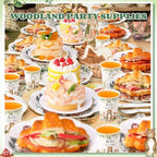 Funnymoom 400 Pcs Woodland Baby Shower Party Supplies for 50 Forest Animals Mountain Wilderness Plates Napkins Cups Spoons Forks Knives for Neutral Forest Animal Baby Shower(Green and Gold, Woodland) - Image 5