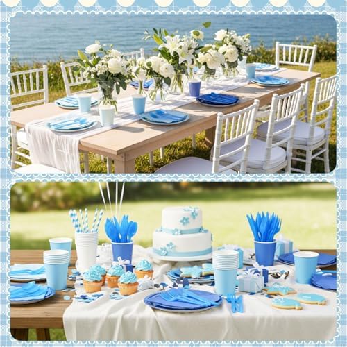 Zhehao 350 Pcs Blue Paper Plates and Napkins Party Supplies - Image 6