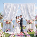 40x14ft White Backdrop Curtains for Parties, Wrinkle Free Polyester 8 Panels Photo Backdrop Drapes 14 ft Long Back Drop Cloth for Wedding Birthday Photography Background Party - Image 6