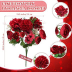 Tigeen 24 Bundles Peonies Artificial Flowers Faux Roses, Wine Red - Image 2