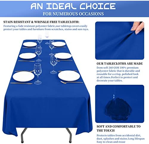 Showgeous 60x126 Inch Royal Blue Rectangle Tablecloth 6 Pack Fit 7FT Table - Image 5