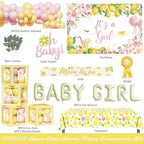 Costova Lemon Baby Shower Decorations, Its a Girl Baby Shower Party Decorations, Lemon Themed Backdrop Balloon Boxes Tablecloth Cake Topper Sash for Yellow Pink Lemon Party Supplies - Image 2