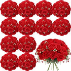 Geosar 16 Bundles Artificial Peonies Flowers,Bright Red by Geosar