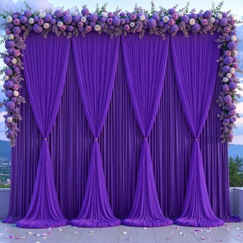 Purple Tulle Backdrop Curtain for Parties Wedding,10ft x 10ft Wrinkle Free Curtain Backdrop,2 Layer Drapes for Backdrop,Polyester Wedding Back Drop for Bridal Shower Birthday Baby Shower Photography by Shillance
