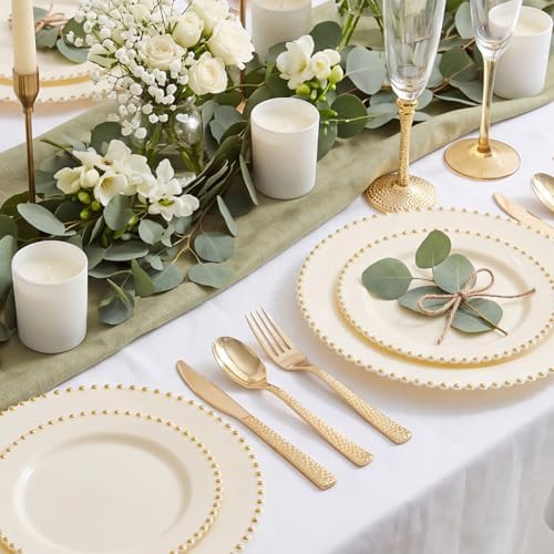 Supernal 180pcs Gold Plastic Silverware Set for Wedding, Party & Catering - Image 2