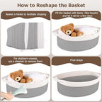 5 Pack Small Woven Cotton Rope Storage Basket with Gift Bags and Ribbons, Nursery Organizer Bin with Handles for Gift Laundry Home Organization, Blue - Image 4