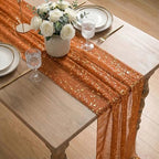 Artoid Mode 6PCS Caramel Gauze Gold Table Runner 120 Inch 10FT, Glitter Metallic Foil Sheer Dining Wedding Anniversary Holiday Table Decor for Home Party - Image 4