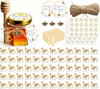Adabocute Honey Pot, Mini Honey Jars w/Dippers, Glass Jars 1.5oz 60 Pack by Adabocute