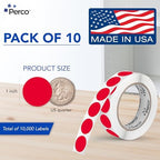 Perco Red Perforated Round Circle Dot Sticker 1-Inch Labels — 10 Rolls, 10,000 Stickers - Sale, Discount & Urgent Labels for Pricing & Alerts, Strong Adhesive - Made in USA - Image 2