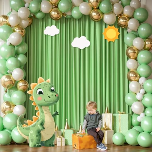Sage Green Backdrop Curtain 8 Panels-Wrinkle-Free Green Curtains Polyester Photography Drapes for Baby Shower Birthday Party Photo Background Backdrop Stand- 32 X10FT (Sage Green) - Image 4