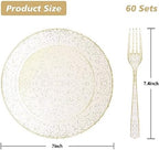 Goodluck 120Pcs 7" Round Gold Glitter Dessert Plates - Image 4