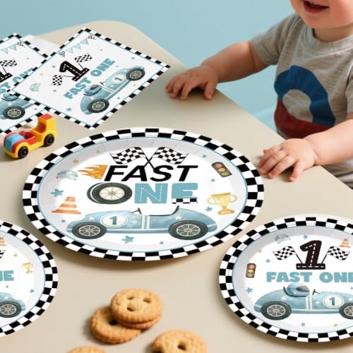 256pcs Blue Fast One Birthday Decorations for Boys, Serves 20 Guests - Image 5