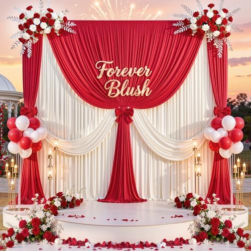 40ft x 10ft Wrinkle Free Red Backdrop Curtains for Parties, Polyester Photo Backdrop Drapes 8 Panels 5x10ft for Weddings Birthday Party Christmas Photography Background for Backdrop Stand - Image 6