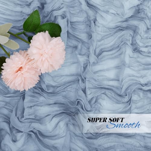 16 Pack Dusty Blue Cheesecloth Table Runners 20x120 Inch Gauze Table Runner Cheese Cloth 10FT Blue Table Runner Rustic Sheer Runner for Wedding Baby Shower Birthday Party Table Decor - Image 7