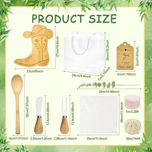 50 Pcs Western Party Decoration Gifts Baby Shower Prizes for Game Winners Sets of 6 Boot Cheese Board with Forks Gift Bag Cowgirl Cowboy Birthday Favors for Guests Boots or Bows Gender Reveal Supplies - Image 5