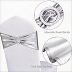 Pack of 100 Metallic Silver Chair Sashes Bows, Chair Bands Silver Buckle - Image 3