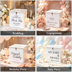 OASF&QPPTY Custom Wedding Card Box with Lock, Elegant Personalized Wedding Card Box for Reception, Graduation, Baby Shower - Secure PVC Money Box for Cards and Well Wishes, Elegant Party Table Decor - Image 7
