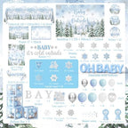 Baby It’s Cold Outside Baby Shower Decorations, Blue Winter Baby Shower Decorations for Boy Winter Woodland Tablecloth Banner Backdrop Balloon Box Cupcake Topper Hanging Swirl for Boy Gender Reveal - Image 6