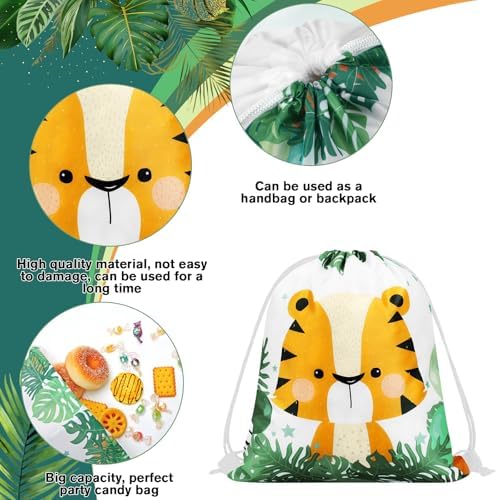 Ferraycle 40 Pack Safari Jungle Animal Drawstring Bags, Kids Party Favors - Image 4