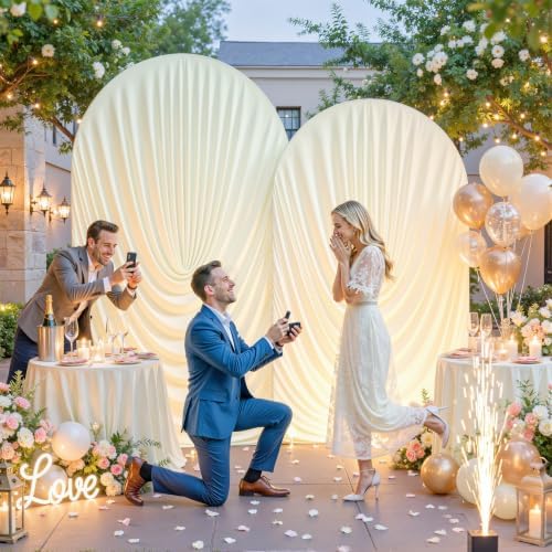 Ivory Wedding Arch Backdrop Cover 7.2ft and 6ft Draped Arch Covers Stretchy Backdrop Spandex Balloon Arch Covers for Bridal Shower Baby Shower Engagement Photography Birthday Party Decorations - Image 3