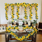 Uieke 12PCS Artificial Sunflower Garland, 7.5ft/Strand Silk Sunflowers Hanging Vines Flowers with Green Leaves for Room Kitchen Garden Birthday Wedding Baby Shower Party Table Decor Large - Image 6
