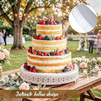 Wenqik White Metal Cake Stand 14 Inch with Cutting & Spatula - Image 3