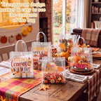 Canchiing 30 Pcs Fall Clear Gift Bags with Handles Reusable Autumn Maple Leaf Pumpkin Treat Bags Thanksgiving PVC Gift Wrap Totes for Thanksgivings Falls Harvest Party Favors, 7.9 x 7.9 x 3.1 - Image 4