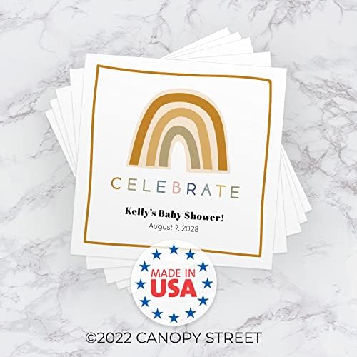 Personalized Modern Rainbow Beverage Napkins / 100 Custom Colorful Birthday Cocktail Napkins/Adorable Gender Neutral Baby Shower Design/Party Supplies/Made In The USA - Image 6